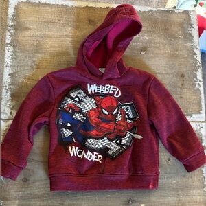 Spider-Man “Webbed Wonder” Toddler Boys 2T Hoodie Pullover jacket Burgundy Red